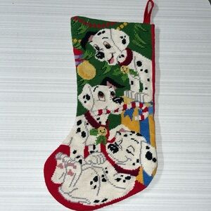 1990s Disney 101 Dalmations Needlepoint Christmas Stocking  18"